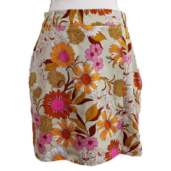 Spartina 449 Linden Skirt Heyward's Rate Gerber Daisy/Daisies Floral Faux Wrap - Picture 2 of 6